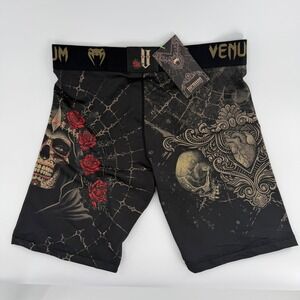 Venum Santa Muerte 6.0 Vale Tudo Shorts Mens XL Black Gold MMA Compression VENUM